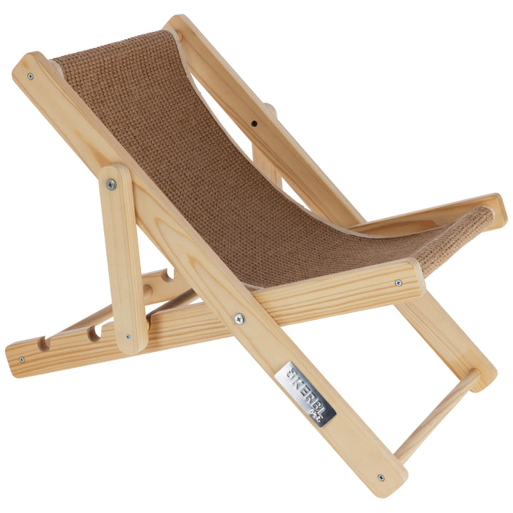 Kerbl Pet Katzenliegestuhl Beach, Katzenliegebett, Holz, Sisal, Liegefläche 52 x 26 cm, im Strandstu