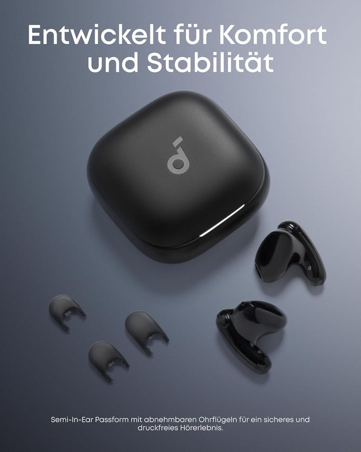 soundcore Liberty Buds by Anker, Semi-In-Ear-Design, Abnehmbare Ohrflügel, Adaptives Noise Cancellin