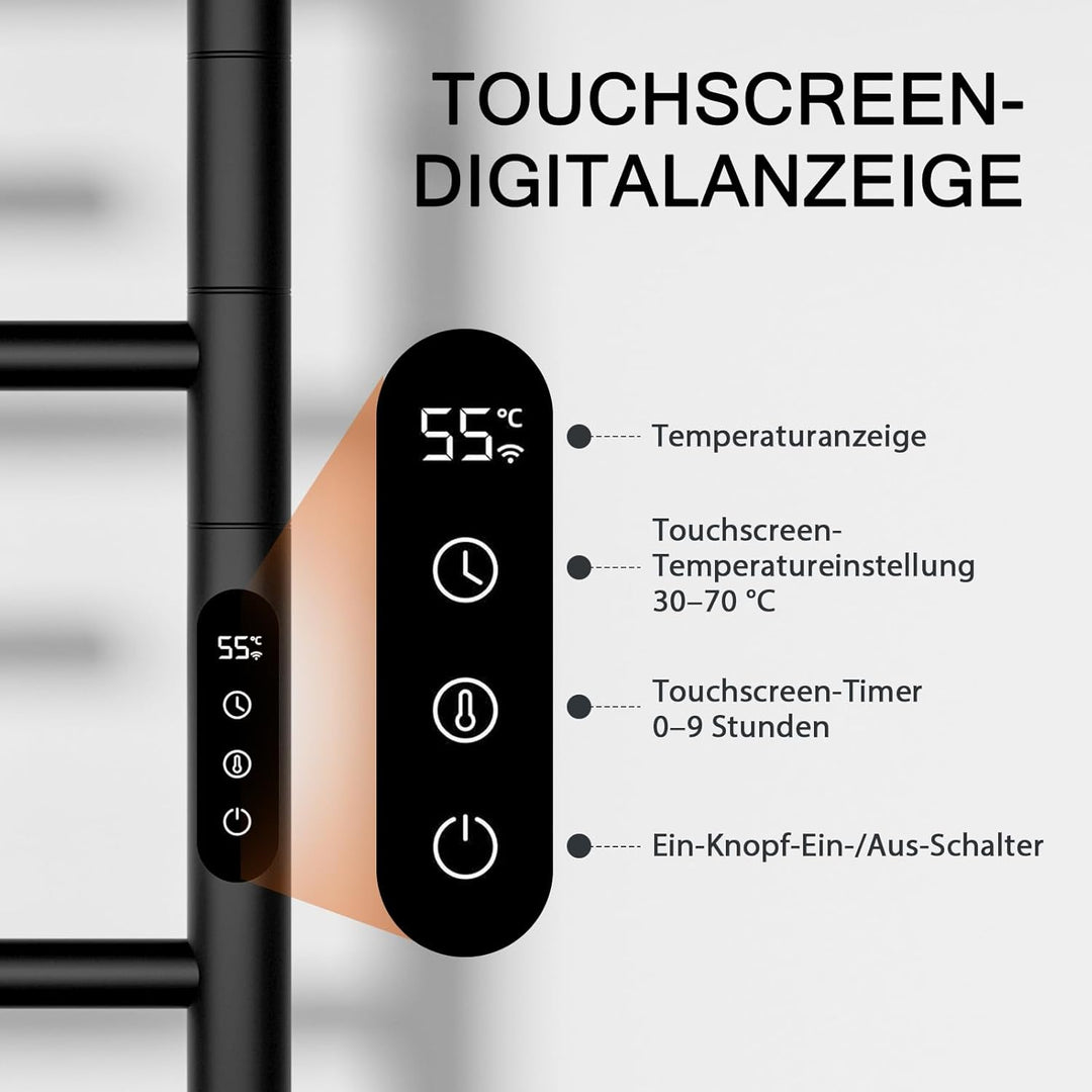 Badheizkörper, Handtuchheizkörper, Um 180° Drehbare Halterung, Mit Heizstab 250W, 850 X 520 Mm, Rahm