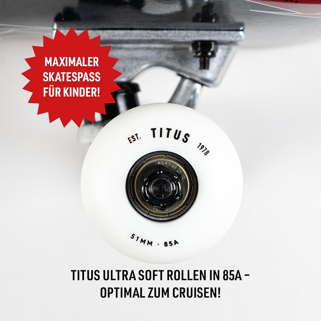 TITUS Skateboard Mini - Skateboard Kinder ab 6 Jahre, Mini Size Kinderskateboard bis 8 Jahre, Jungen
