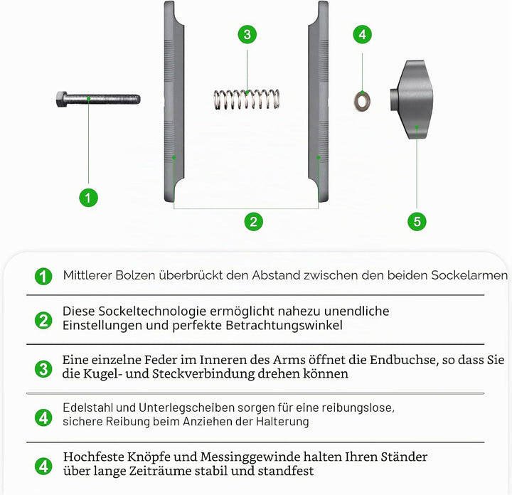 FANAUE Aluminium-Kugelkopf-Doppelbuchsenarm mit 17-mm-Kugelkopf-Adapter, kompatibel mit RAM-Halterun
