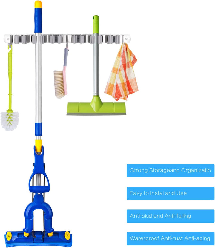Hejo Besenhalterung Wand, 304 Edelstahl Gerätehalter Besen Mop Halter, Gartengerätehalter, Wandhalte