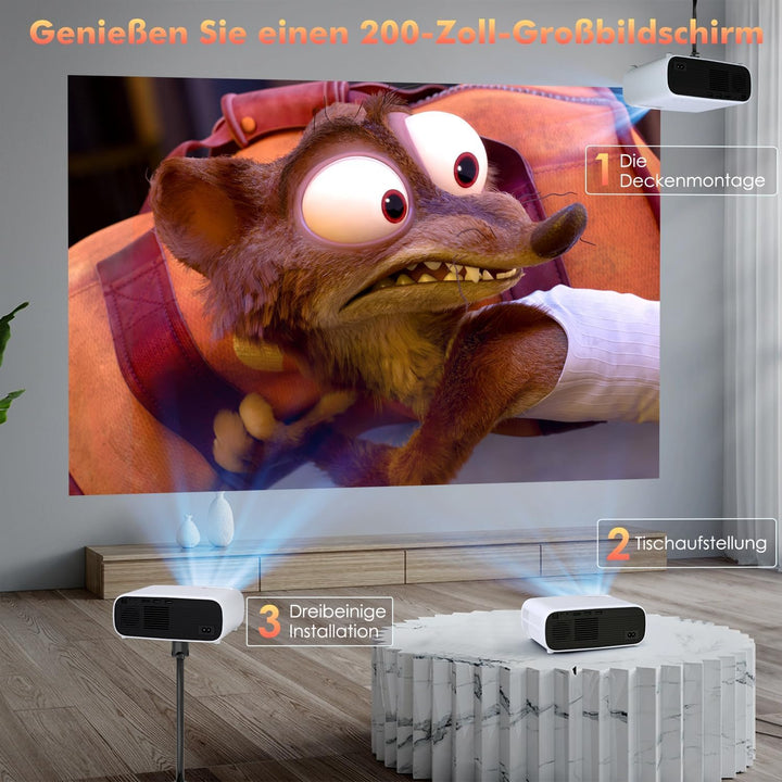 Wielio 4K Beamer, Full HD 1080P Projektor, 5G WiFi Bluetooth Projector, 18000 Lumens Heimkino Mini B