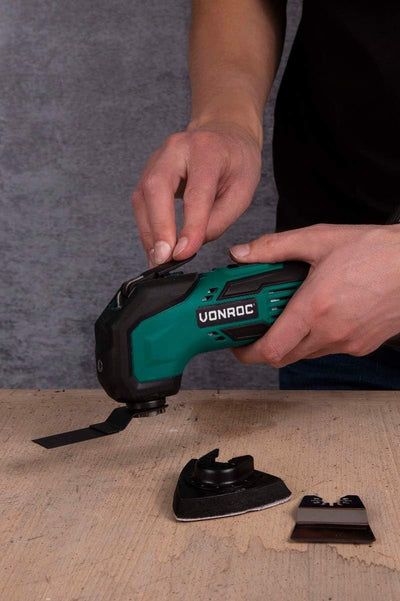 VONROC Multifunktionswerkzeug VPower 20V, 2.0Ah – Komplettset mit Akku, Schnellladegerät, Zubehör un