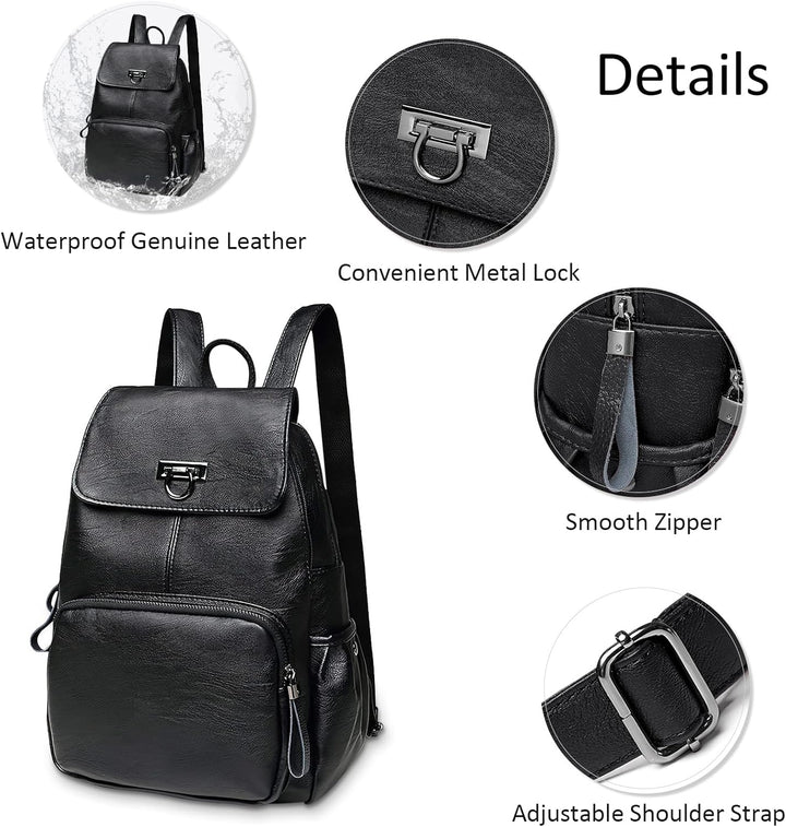 DIRRONA Rucksack Damen Elegant Rucksack im Klappdesign Casual Damen Schultertaschen PU Leder Wasserd