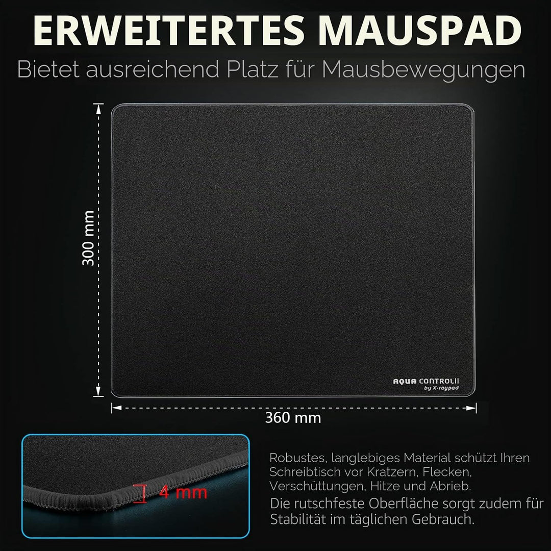 X-Raypad Aqua Control 2 AC2 Solid Gaming-Mauspad, Ultra-Hochpräzisions-Mauspad mit Perfekter Geschwi