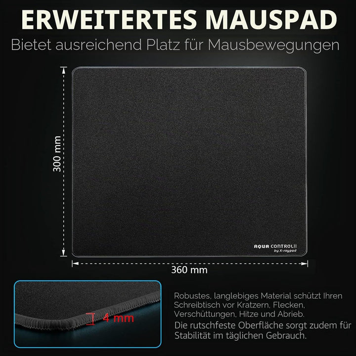 X-Raypad Aqua Control 2 AC2 Solid Gaming-Mauspad, Ultra-Hochpräzisions-Mauspad mit Perfekter Geschwi