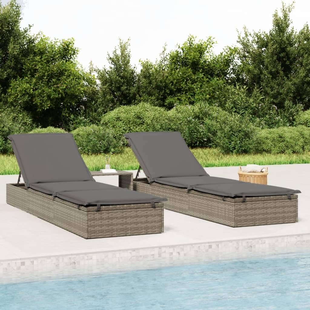 vidaXL Sonnenliege 2 STK., Gartenliege Verstellbare Sitzfläche, Liegestuhl Liege mit Tisch, Relaxlie