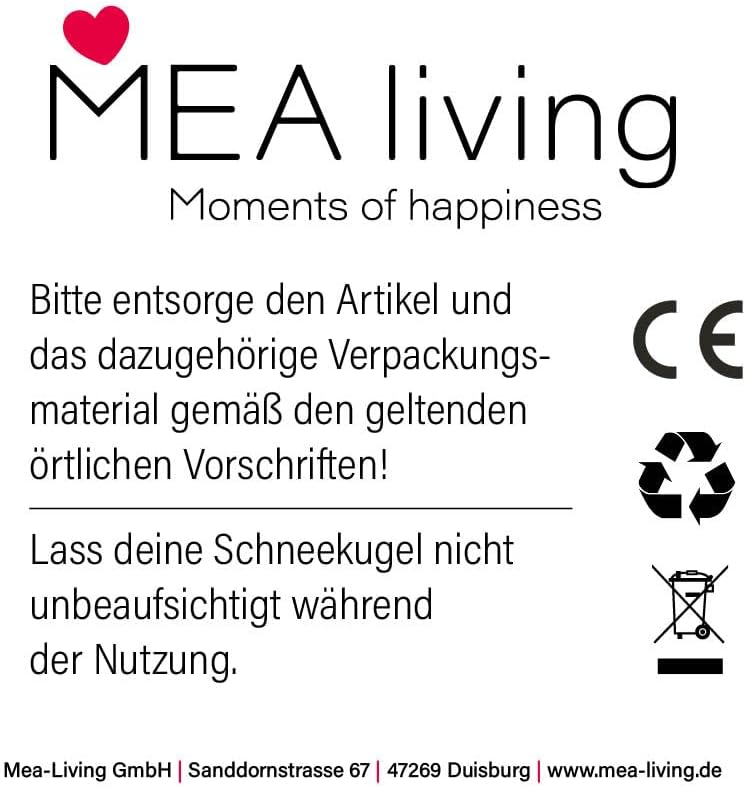Mea-Living SCHNEEKUGEL Weihnachtsbaum mit LED Beleuchtung, weiss, Glitzer-Schnee, weihnachtliche Tan