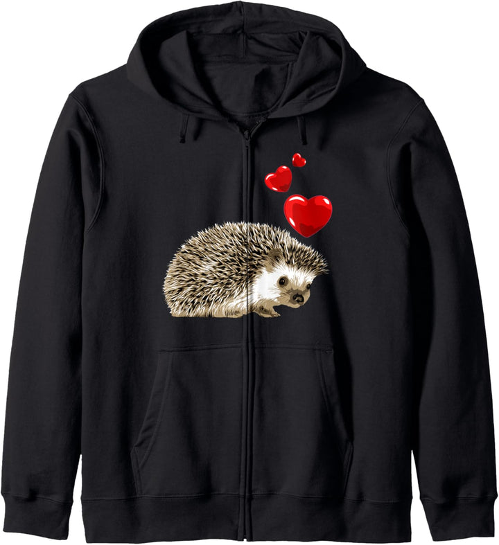 Igel mit Herzen niedliches Tiermotiv Damen Kinder Kapuzenjacke
