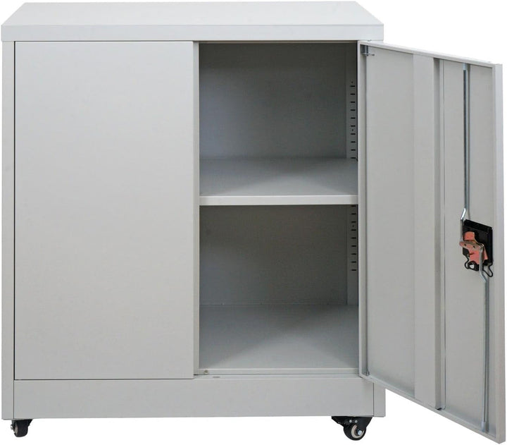 Aktenschrank HWC-O50, Büroschrank Stahlschrank mit Rollen, 2 Türen abschliessbar, Stahl 98x80x40cm -