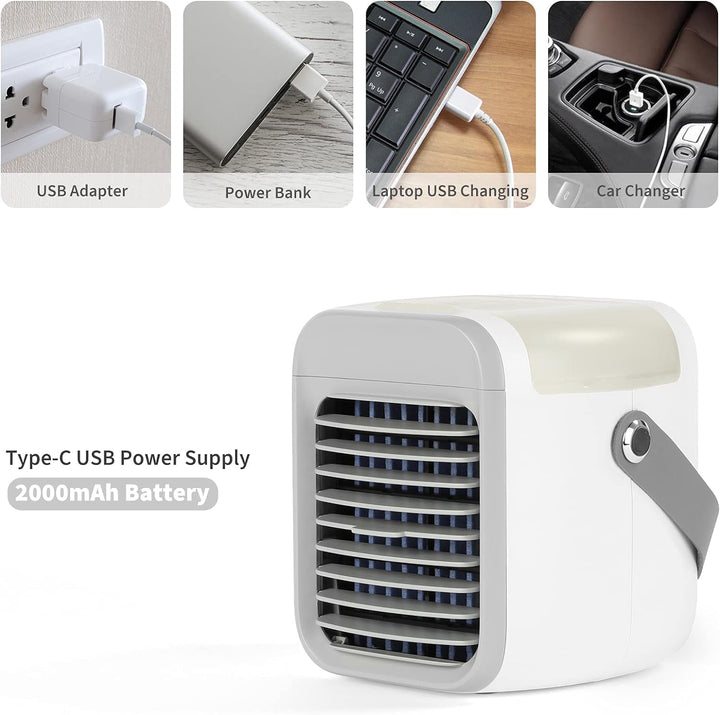Mobile Klimageräte,4 in 1 Klimaanlage,Mini Air Cooler, USB Leiser Luftkühler mit Wassertank,Tragbare