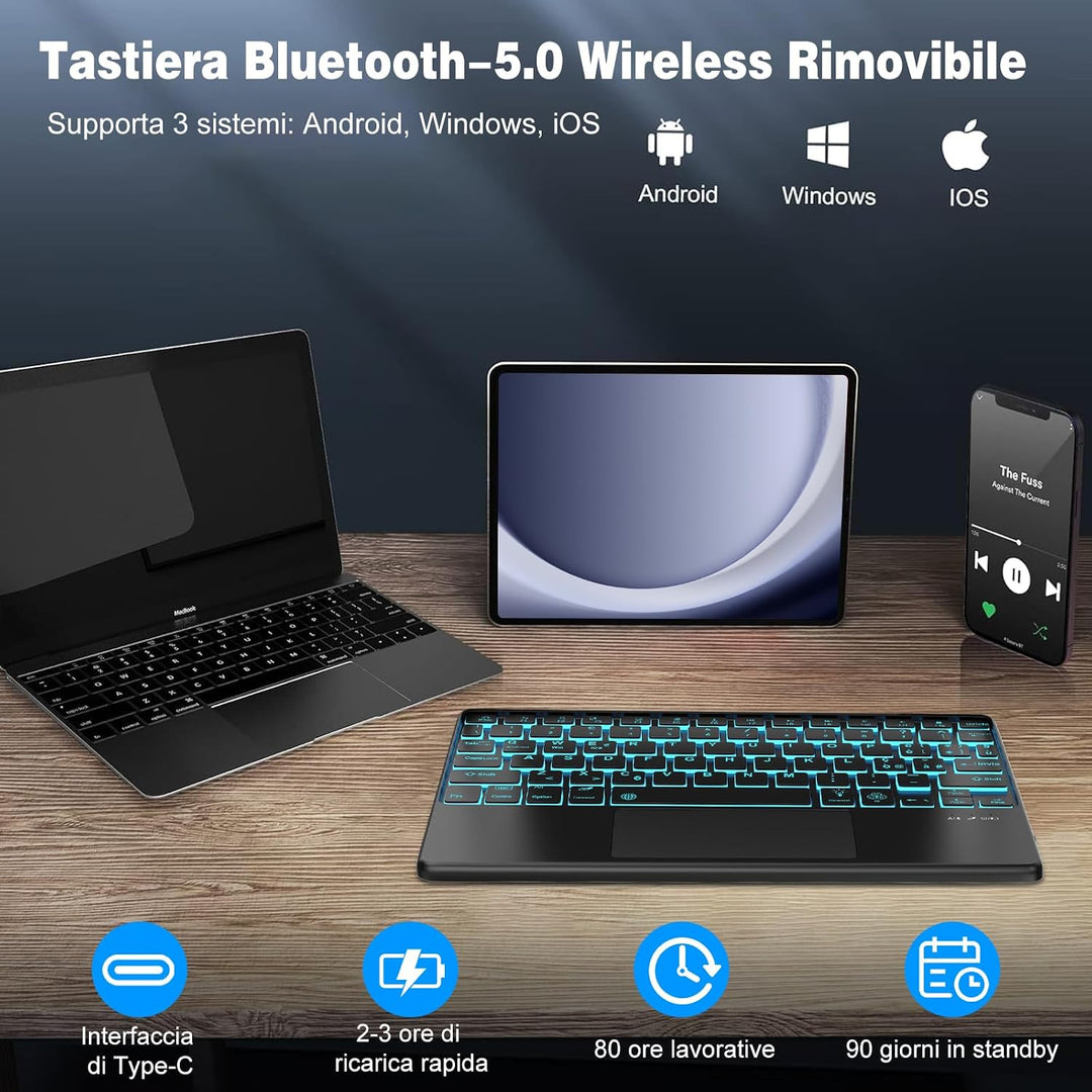 FOGARI Hülle mit Tastatur für Samsung Galaxy Tab A9 Plus 11 Zoll 2023 | Mit Multi Touch Trackpad und