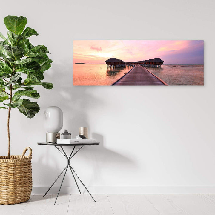 Wandbild XXL Brücke Deko Kunst Bilder Meer Violett 150x60 cm Deko Paneel 150x60 cm Violett_b, Deko P