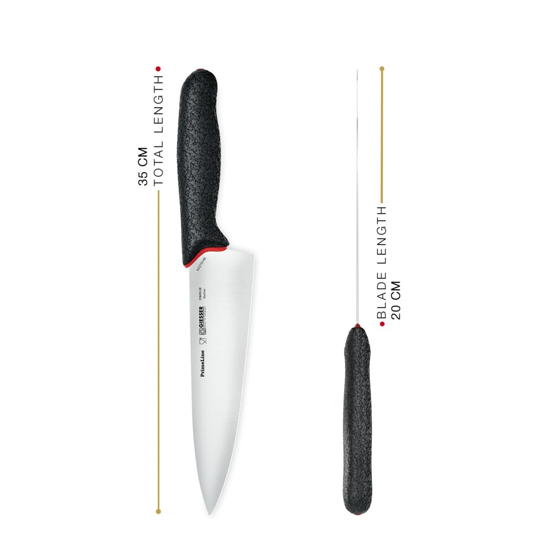 GIESSER seit 1776 - Made in Germany - Kochmesser 20 cm breite Klinge PrimeLine, schwarz, rostfrei, s