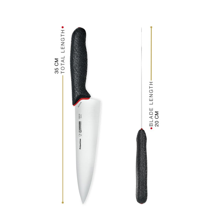 GIESSER seit 1776 - Made in Germany - Kochmesser 20 cm breite Klinge PrimeLine, schwarz, rostfrei, s