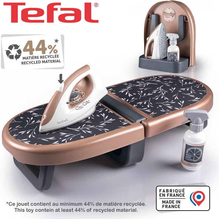 Smoby - Tefal Bügelbrett für Kinder - Faltbare Mitnehm-Spiel-Bügelstation mit Spielzeug-Bügeleisen &