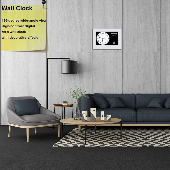 7 Zoll Wecker Digital mit Automatische Helligkeitsanpassung, Leiser LCD-Display-Wecker mit Luftfeuch