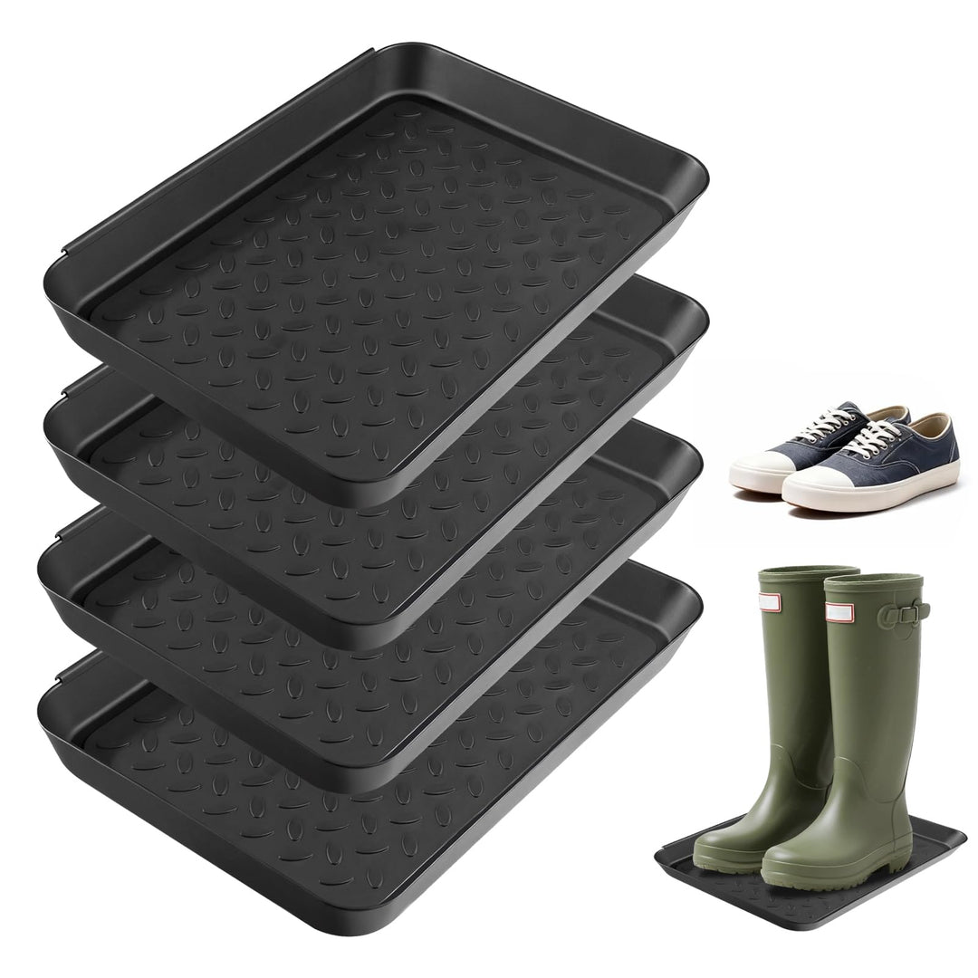 4 Set Schuhabtropfschale, 35 x 27.5 x 3 cm Schuhmatte Abtropfmatte, Abtropfschale Schuhe aus Kunstst