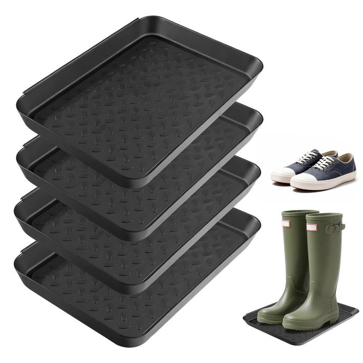 4 Set Schuhabtropfschale, 35 x 27.5 x 3 cm Schuhmatte Abtropfmatte, Abtropfschale Schuhe aus Kunstst