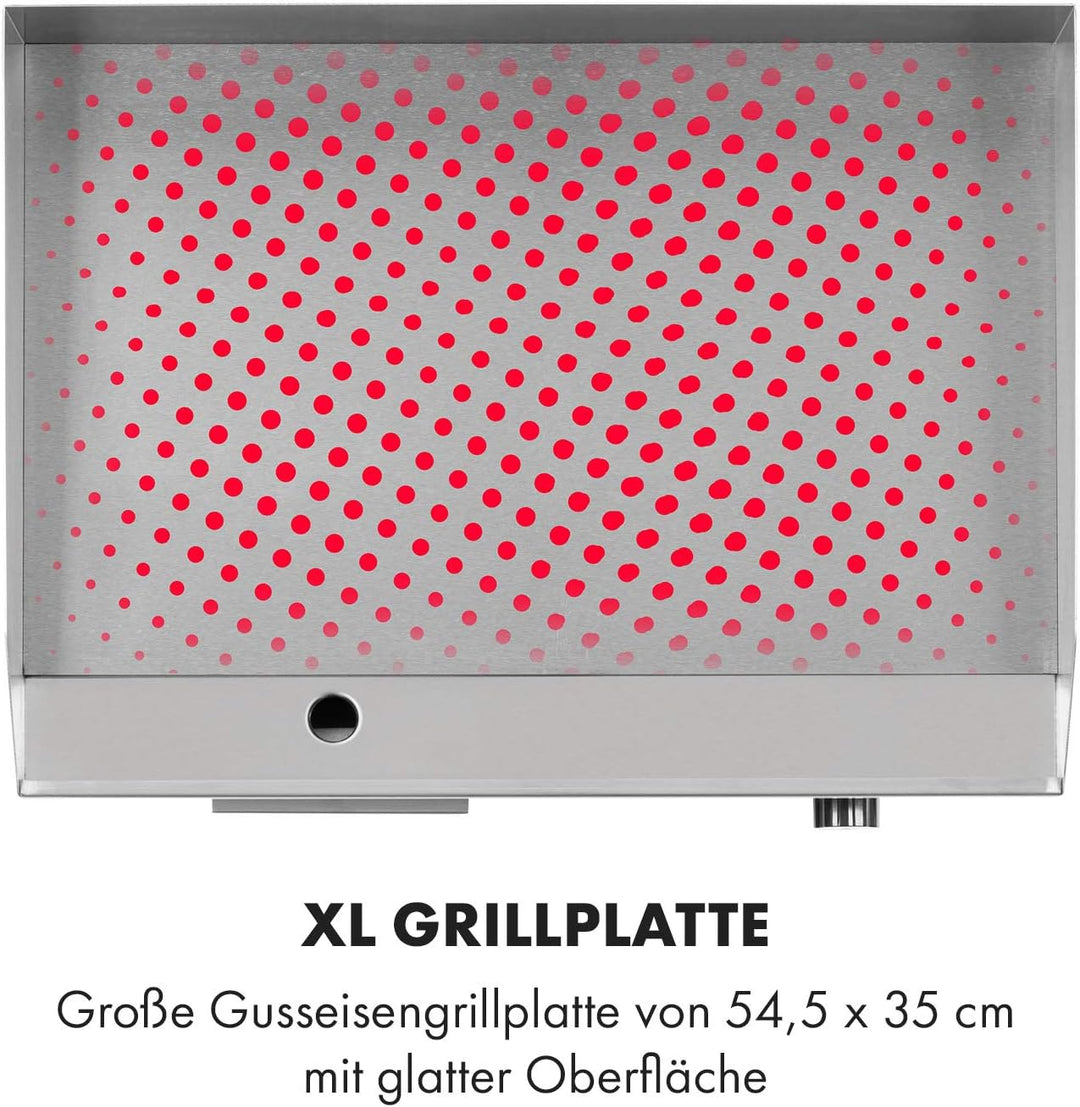 Klarstein Elektrogrill, Grillplatte, Elektrische Grillplatte, Tischgrill, Elektrogrill aus Edelstahl