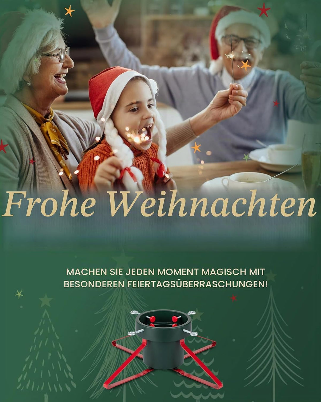 PUDO Christbaumständer Weihnachtsbaumständer Tannenbaumständer mit Wassertank: Baumständer Weihnacht