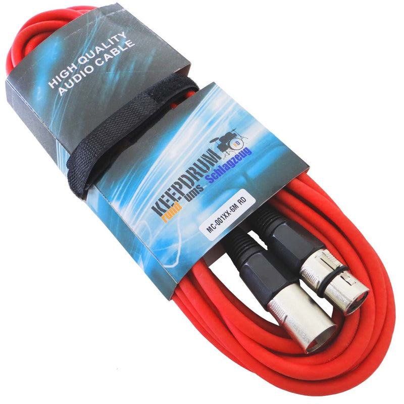 keepdrum 4X Mikrofonkabel Set 6m XLR 4 Farben Rot Blau Grün Gelb Rot Gelb Grün Blau 6m, Rot Gelb Grü