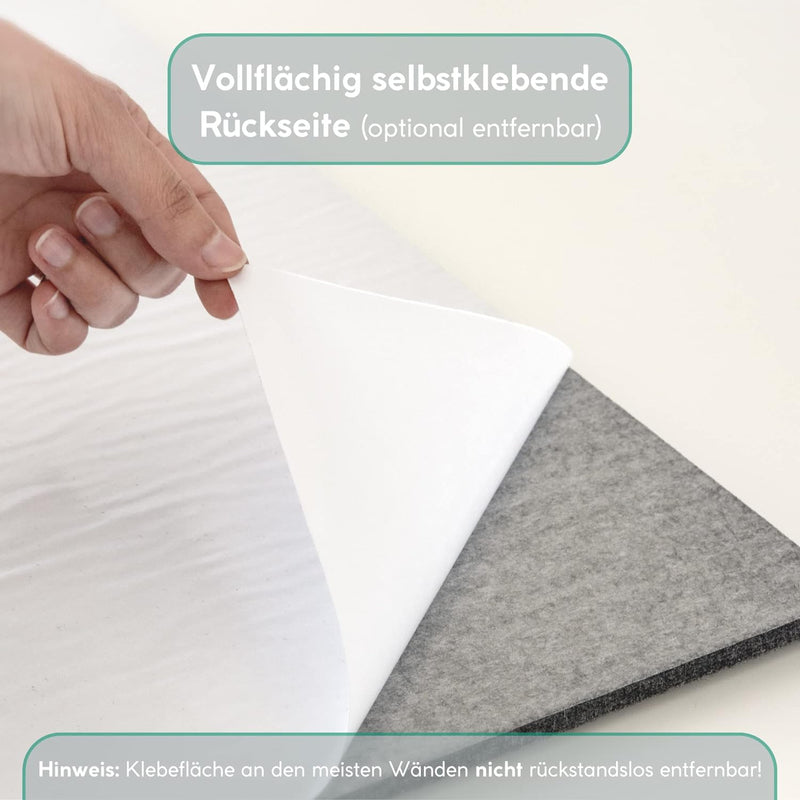 vilz 2er Set Akustik Filz Schalldämmung für Decke & Wand aus recyceltem Vollmaterial - Akustikplatte