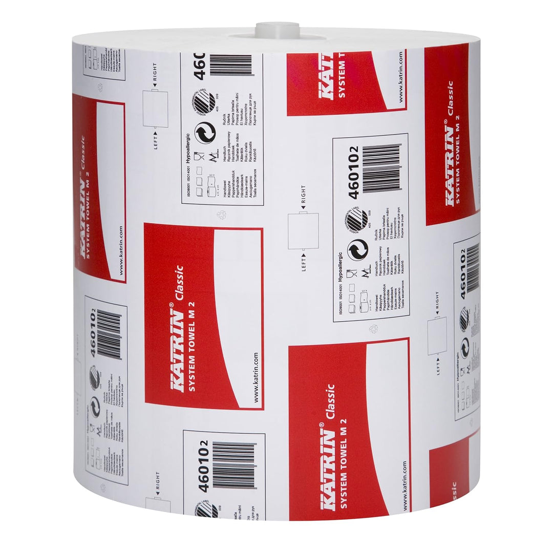 6 Rollen Katrin Classic System towel M2 (Art-Nr.: 460102) Handtuchrolle 2-lagig, weiss, inkl. Adapte