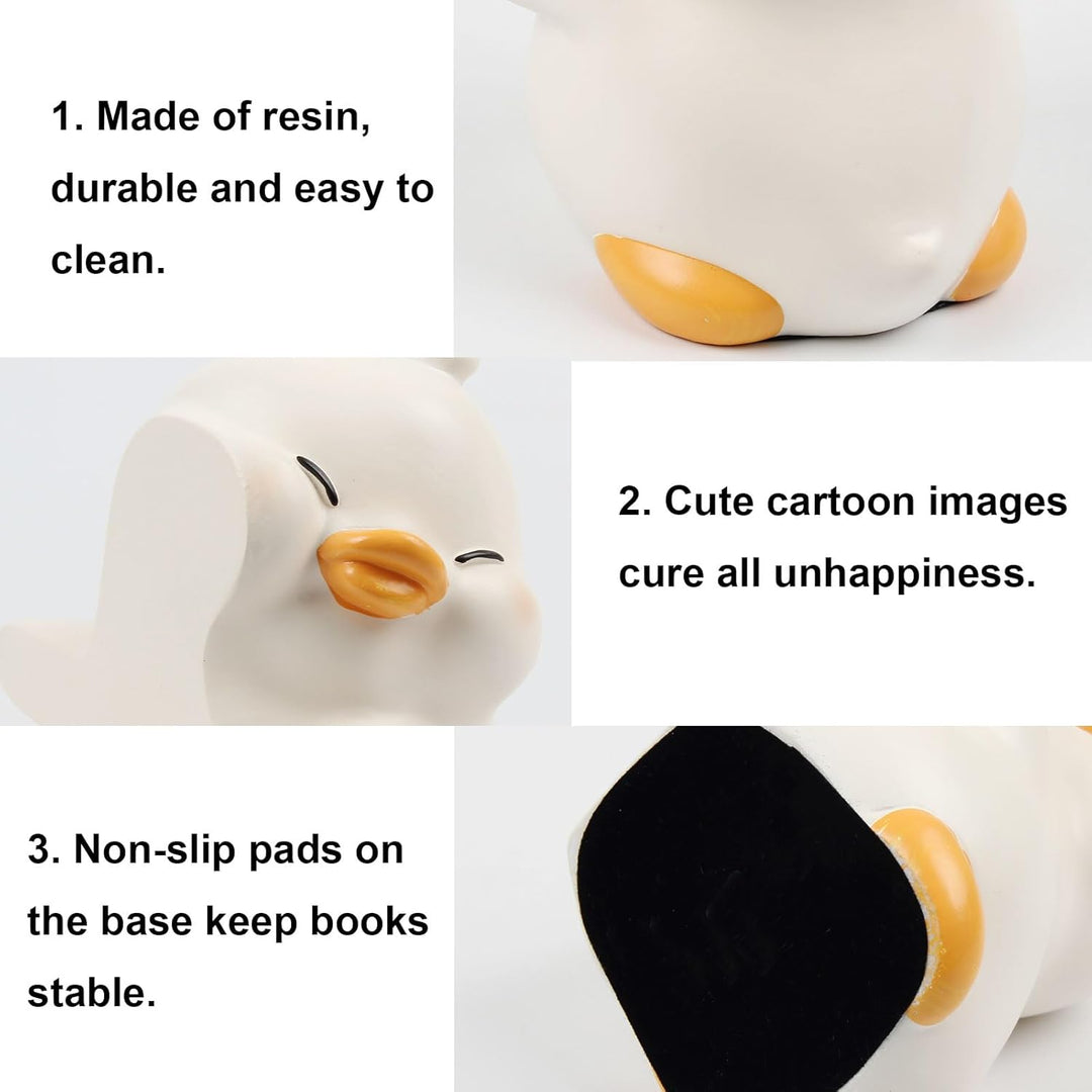 Suerhatcon Niedliche Ente Buchstützen Kreative Harz Buchständer rutschfeste Buch Holder für Zuhause,