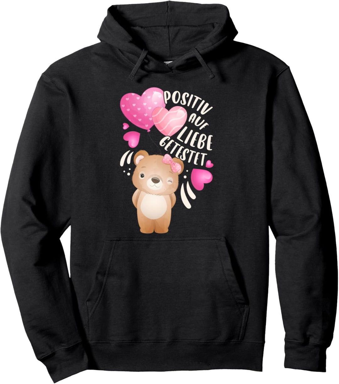 Valentinstag, Bärenmädchen mit Herzen und Spruch Pullover Hoodie