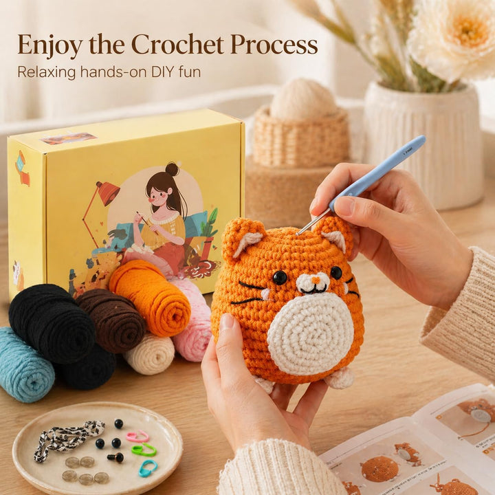 KINDLUME Häkelset für Anfänger, Häkelset, Crochet Set, Strickset, mit allen Materialien für Süsse Ti