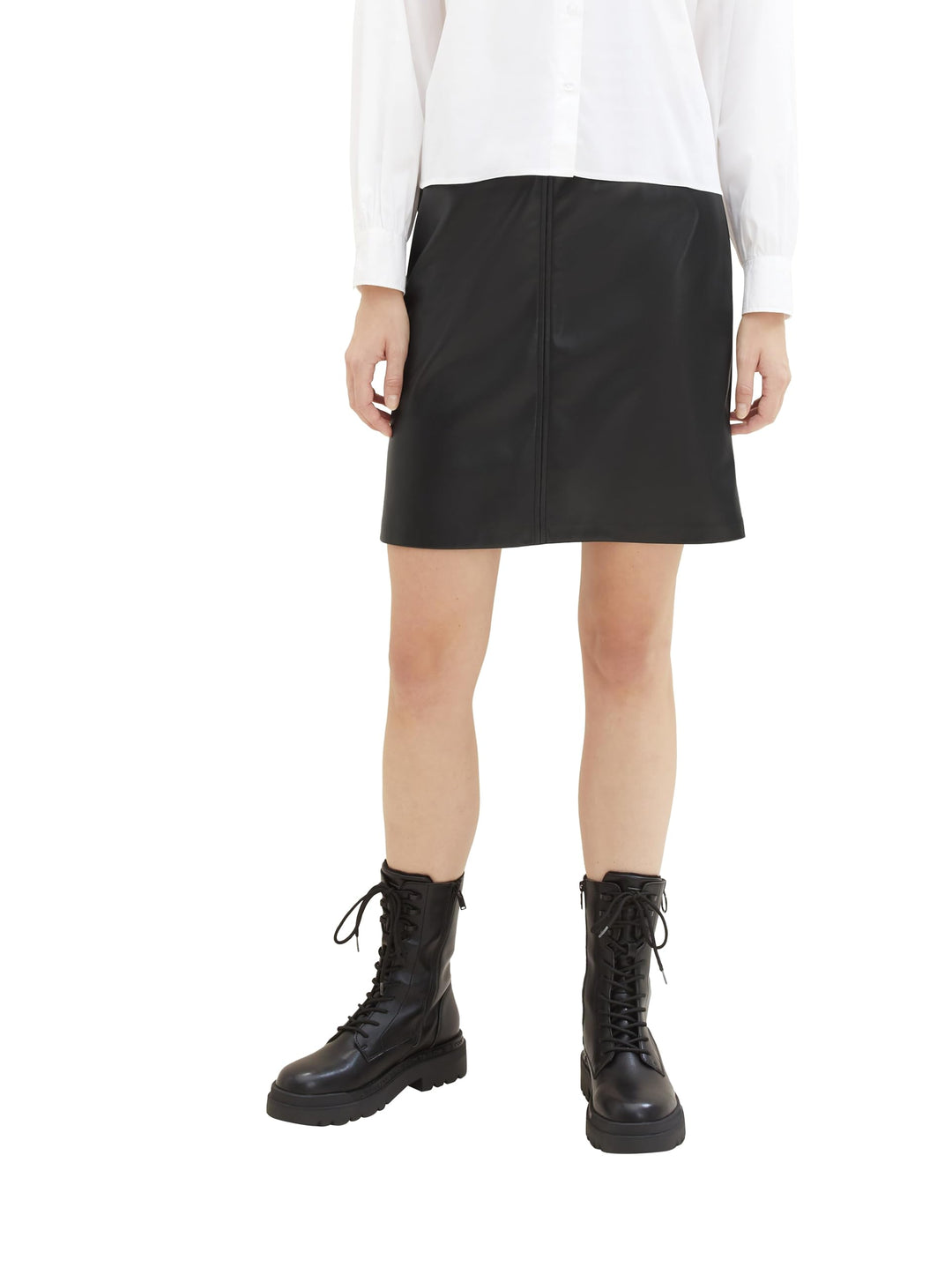 TOM TAILOR Damen Fake-Leder Mini Rock 40 14482 - Deep Black, 40 14482 - Deep Black