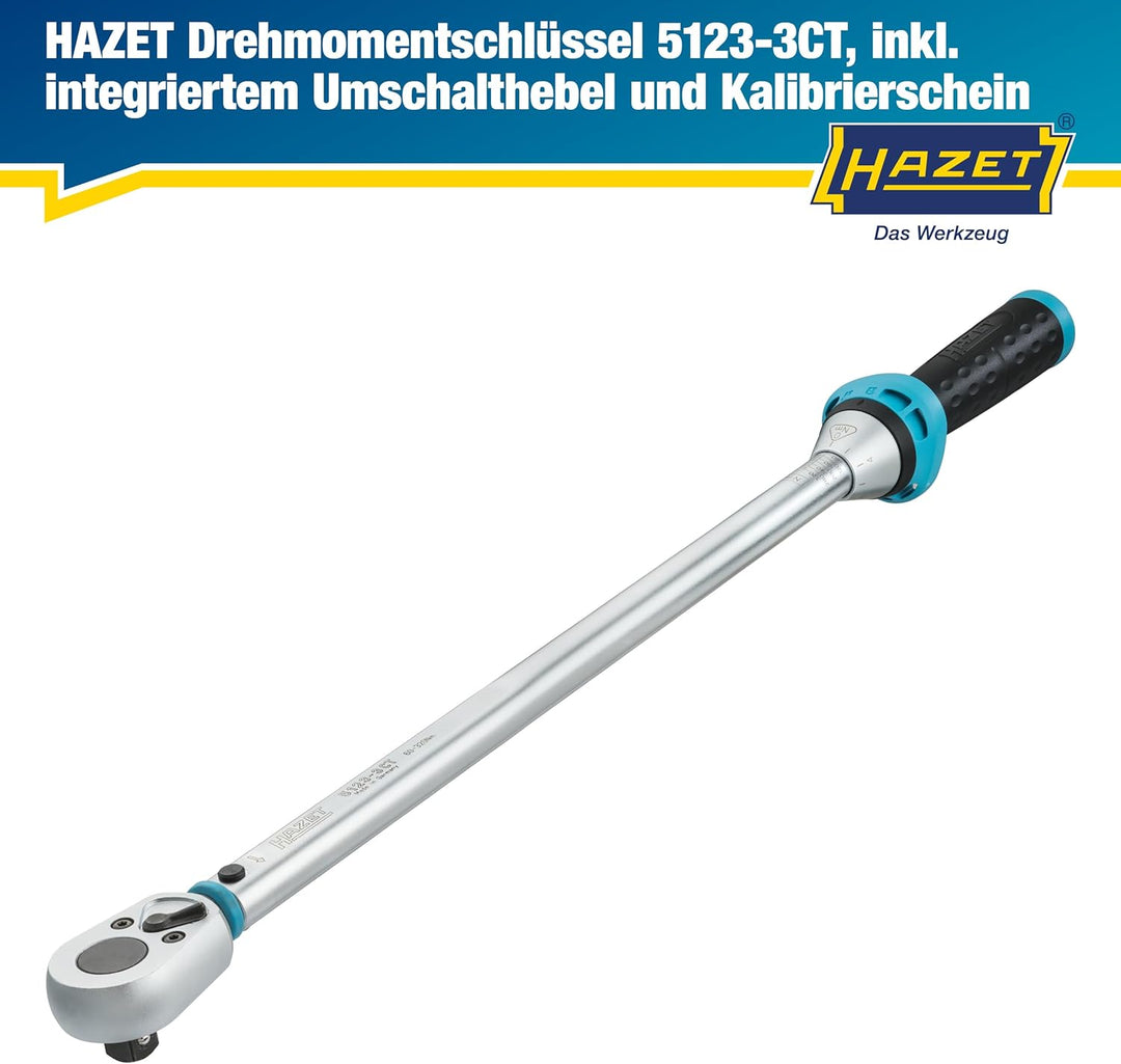 HAZET Drehmomentschlüssel 1/2 Zoll 5123-3CT, 60 – 320 Nm, Abtrieb: Vierkant 12,5 mm, Toleranz: 3 %,