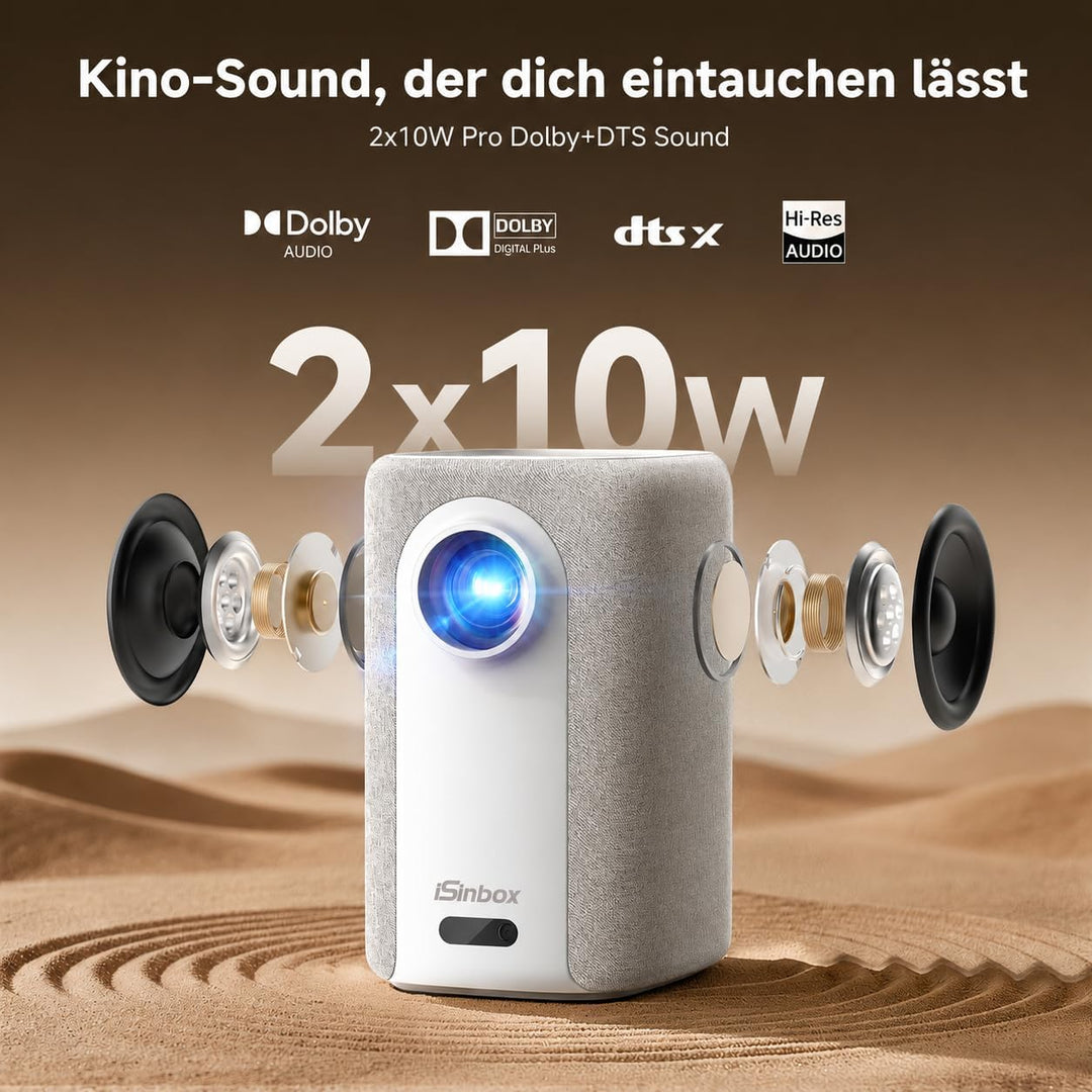 Kurzdistanz Beamer 4K mit Netflix, iSinbox 1200ANSI Heimkino & Outdoor Beamer, Smart Tageslicht Proj