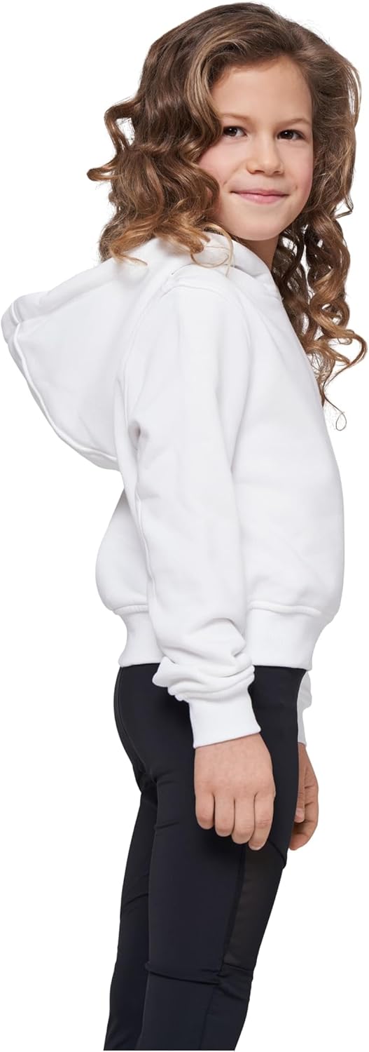 Build Your Brand Mädchen By113-girls Cropped Sweat Hoody Hooded Sweatshirt (1er Pack) 110 Weiss, 110