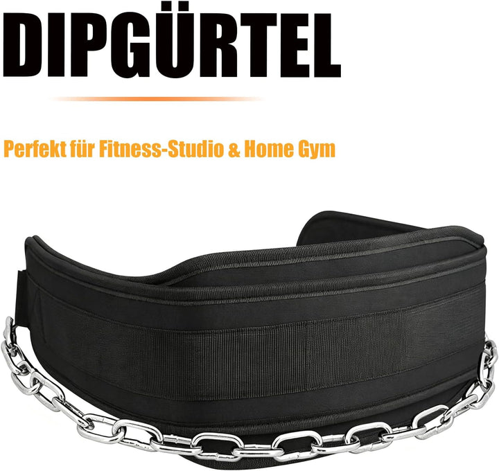 Dip-Gürtel mit Kette – Klimmzug Gürtel für Zusatzgewicht | Gewichtsgürtel für Dips & Calisthenics |
