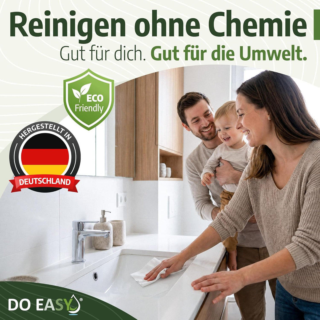 DO EASY Mikrofasertuch, garantiert streifenfrei, ein Tuch für alle Oberflächen, reinigt nur mit Wass