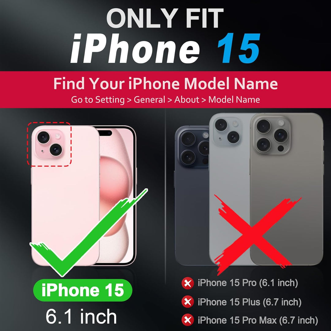 SHIELDON Hülle für iPhone 15, Echtleder Handyhülle [Abnehmbar] [kabelloses Laden] [Kartenfach] [Stän