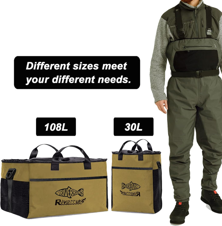 Riverruns Angeln Jagd Wathose Tasche mit belüftetem Netz, Wathose Stiefeltasche, Fliegenfischen Ruck