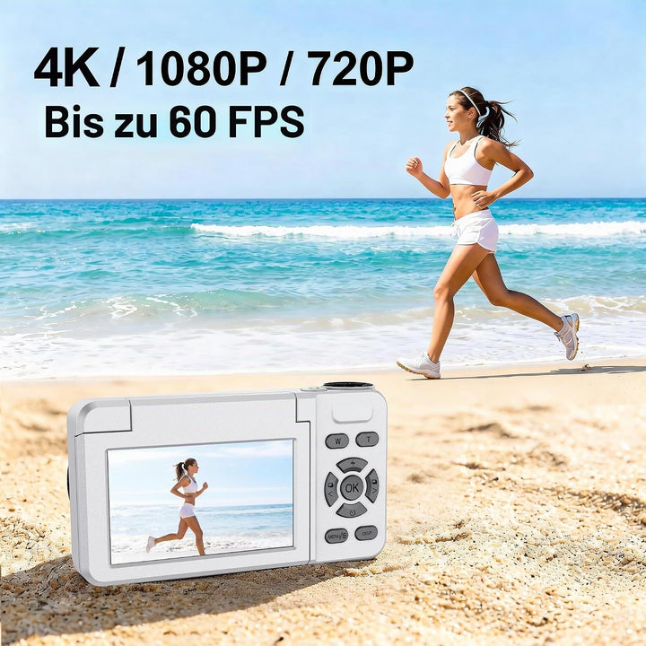 4K Digitalkamera 64MP Autofokus 3,0 Zoll 180°Klappbildschirm Wiederaufladbar Tragbar für Fotos&amp;Vlogs