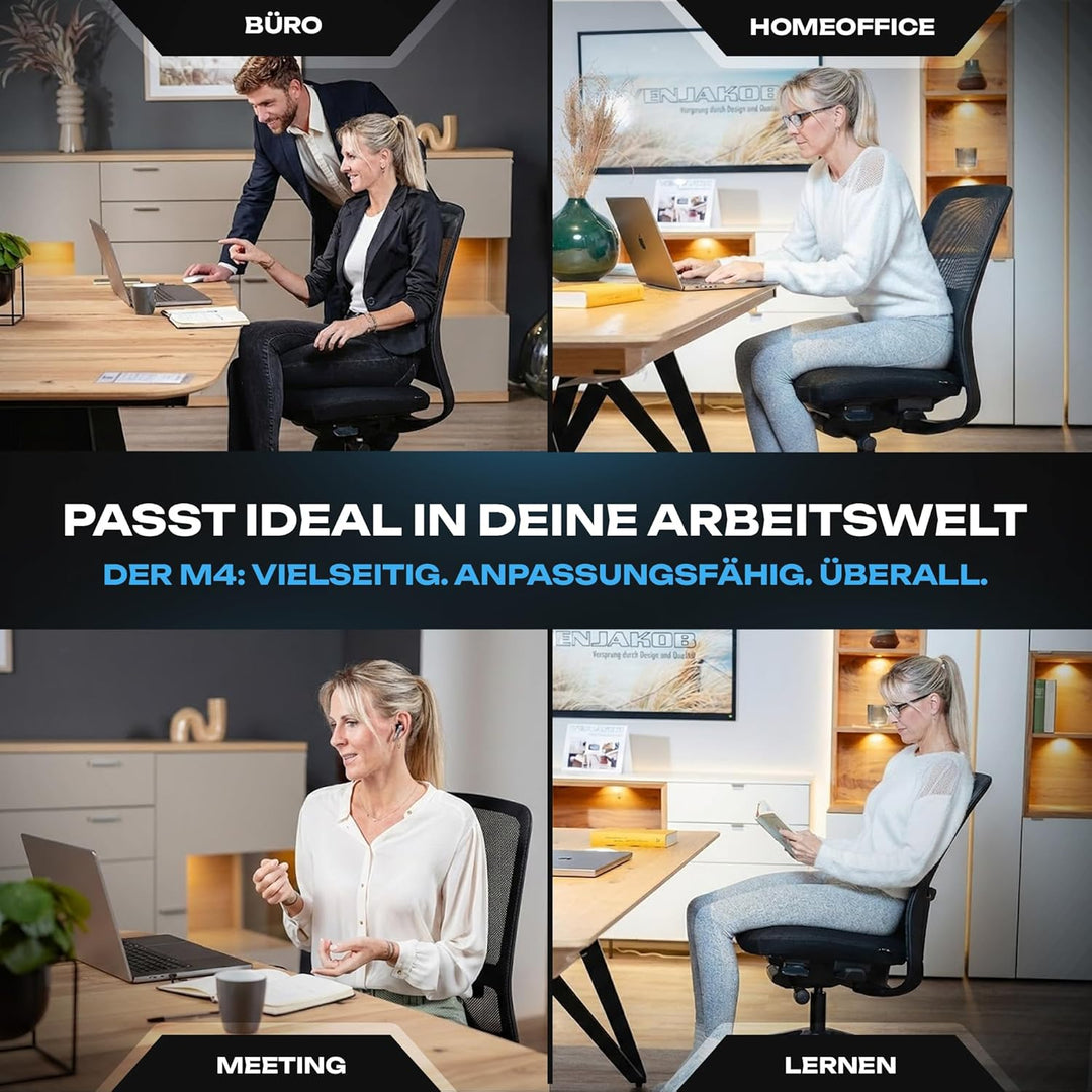 VALKENSTOL M4 Bürostuhl Ergonomisch Testsieger, Einstellbarer für maximale Bewegungsfreiheit, Rücken