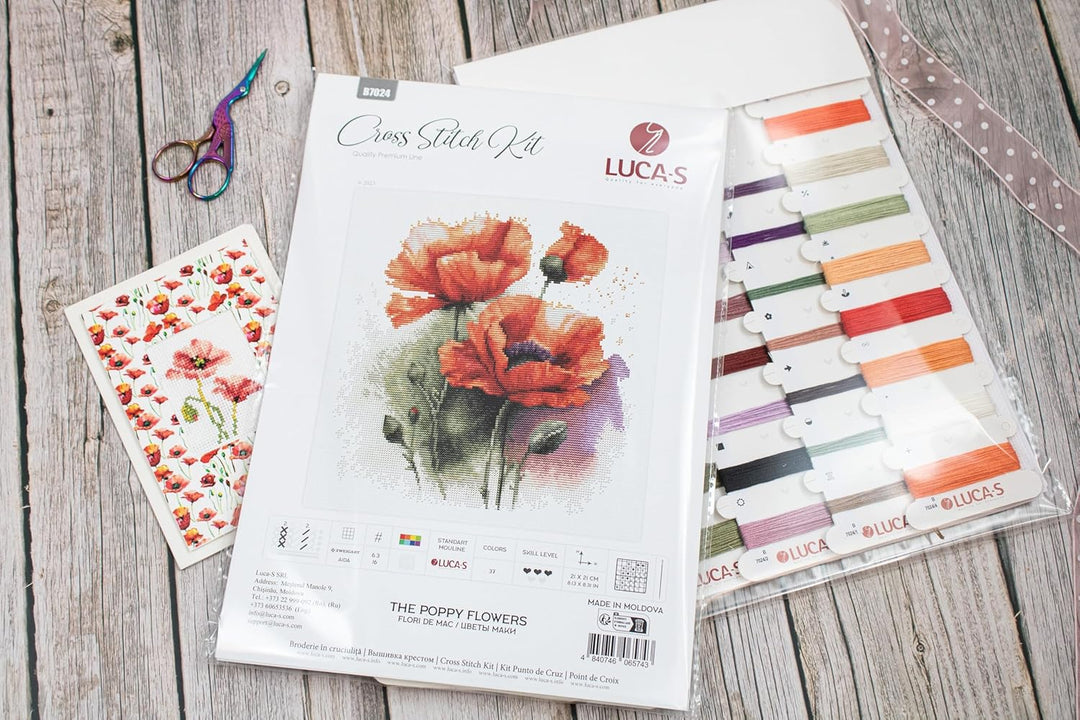 Luca-S Kreuzstich Stickpackung Die Mohnblumen Zählmuster Kreuzstich Set für Erwachsene B7024