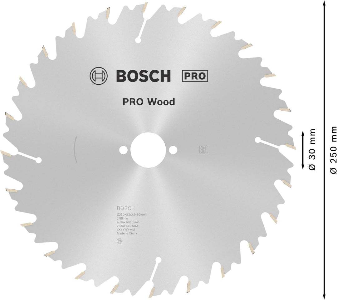 Bosch 1x PRO Wood Kreissägeblatt für Netz-Tischkreissägen (für Weichholz, Hartholz, Ø mm, Profession
