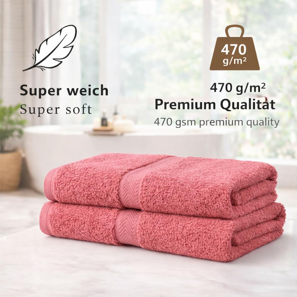 Betz 4-TLG. Handtuch-Set Premium 100% Baumwolle 2 Duschtücher 2 Handtücher Farbe Altrosa, Altrosa