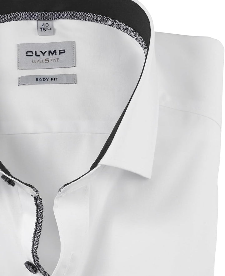 OLYMP Herren Oberhemd Langarm Level Five,Uni,Body fit,Royal Kent 38 Anthrazit 67, 38 Anthrazit 67
