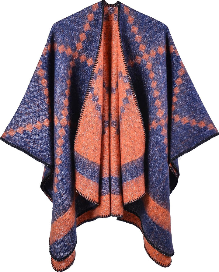 Shmily Girl Damen Poncho Winter Schal Decke Cape Elegant Warme Schultertuch Mantel Strickpullover Ei