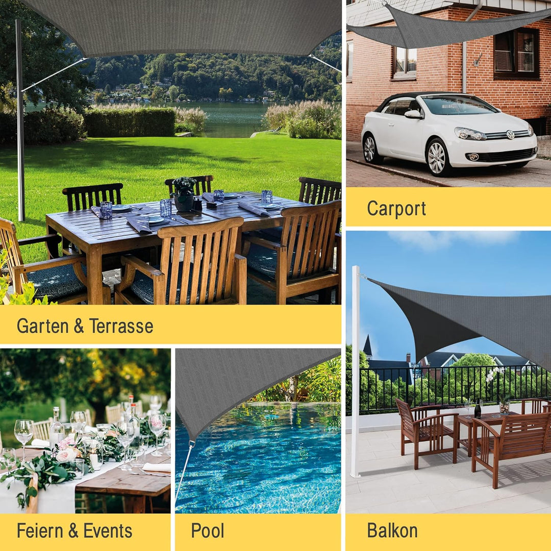 Sol Royal Sonnensegel rechteckig 5x6m Wasserdurchlässig HDPE Atmungsaktiver Balkon Terrasse Segeltuc