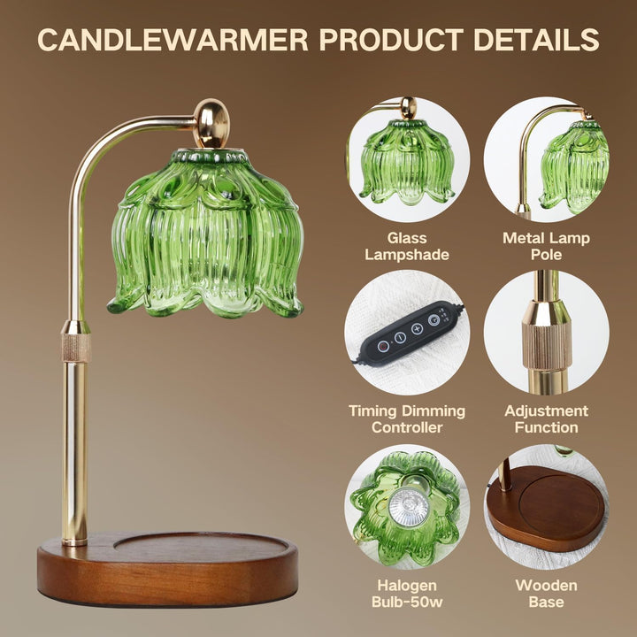 Candle Warmer Lamp with Dimmer - Electric Candle Lamp with Timer for Jar Candles Scented Candles wit