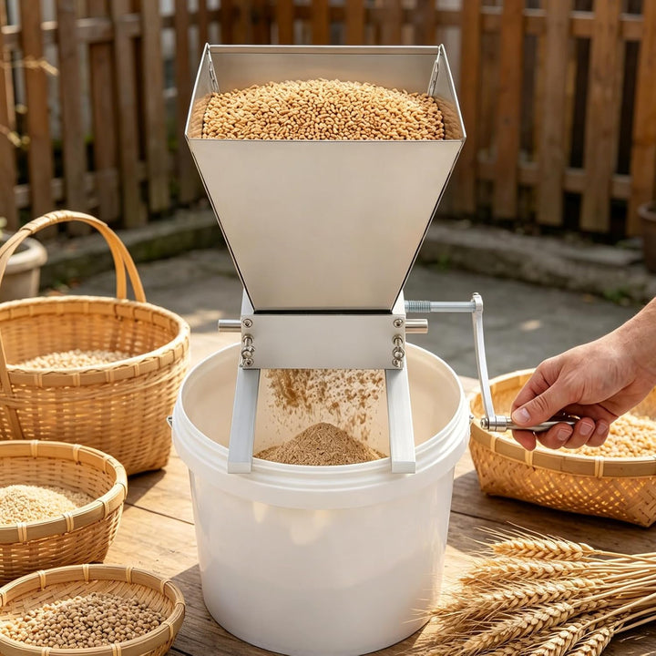 Getreidemühle Manuell, 4L Getreidequetsche, Einstellbarer Walzenabstand | Edelstahl Haferquetsche, G